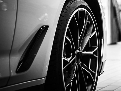 side panel and tire on car